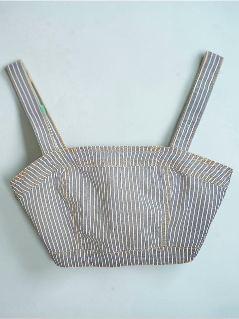 Denim Bustier Crop Top Navy Blue White Corset Size S